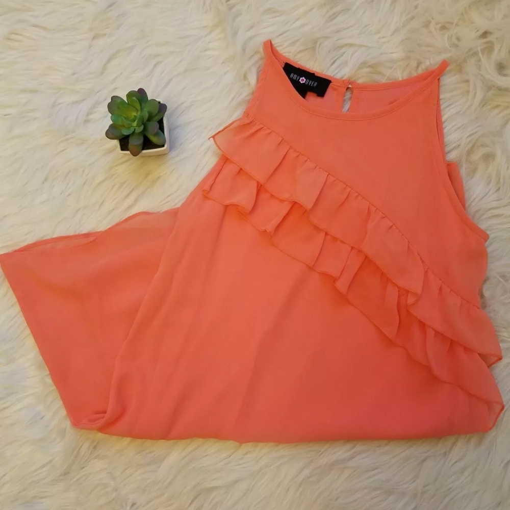 Amy Byer Girls Dress Sz 7 Orange Peach Summer